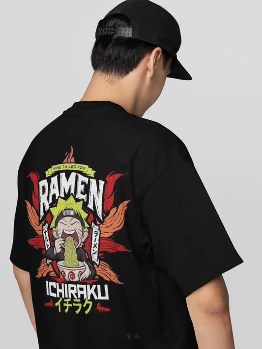Ichiraku Ramen Black Oversized T-Shirt – Naruto Edition