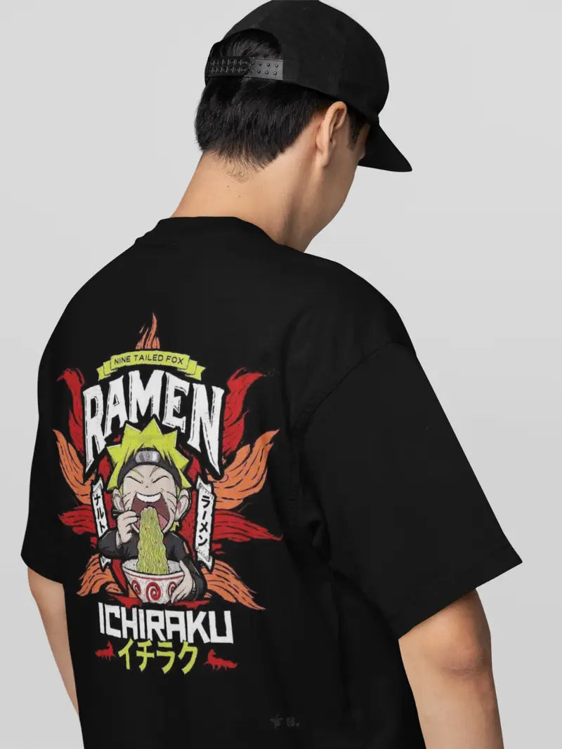 Ichiraku Ramen Black Oversized T-Shirt – Naruto Edition