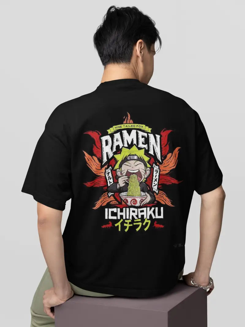 Ichiraku Ramen Black Oversized T-Shirt – Naruto Edition