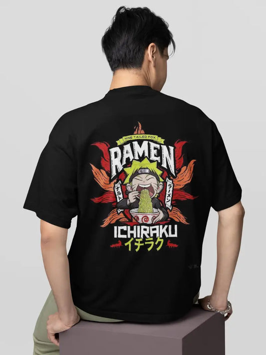 Ichiraku Ramen Black Oversized T-Shirt – Naruto Edition